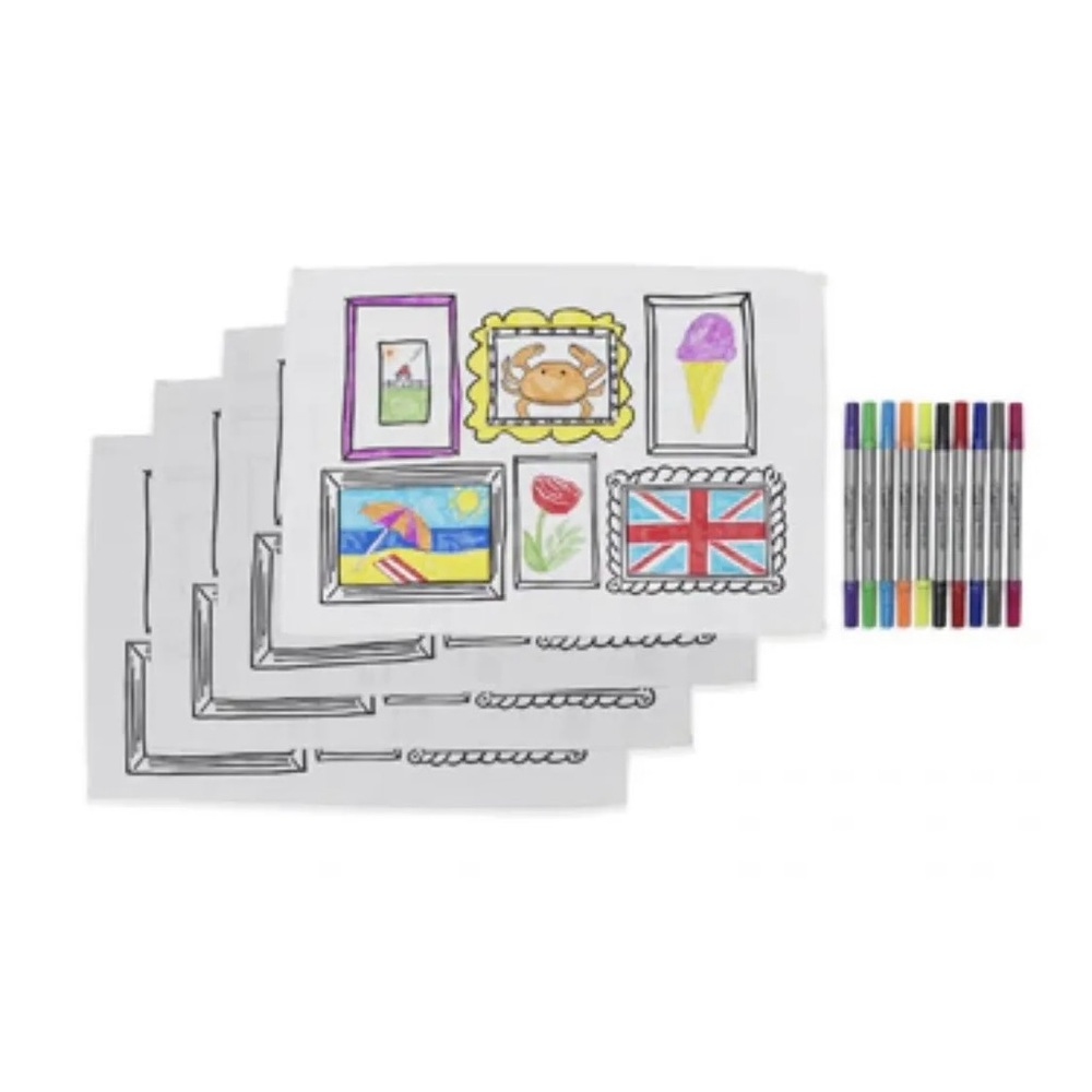 eat sleep doodle Frame Placemats With Washout Fabric Pens